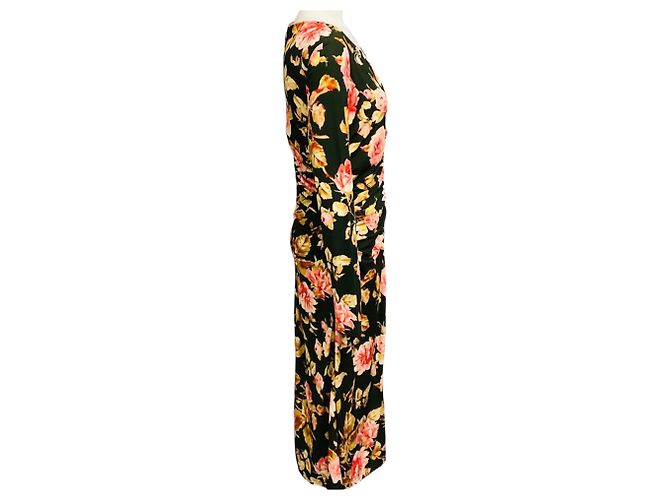 Autre Marque Cara Cara Midikleid mit floralem Print Olive Green / Pink Mehrfarben - Ansicht 2