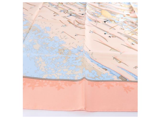Hermès Carré 90 "MARCHE FLOTTANT DU LAC INLE" Pañuelo de seda en Rosa - vista 6