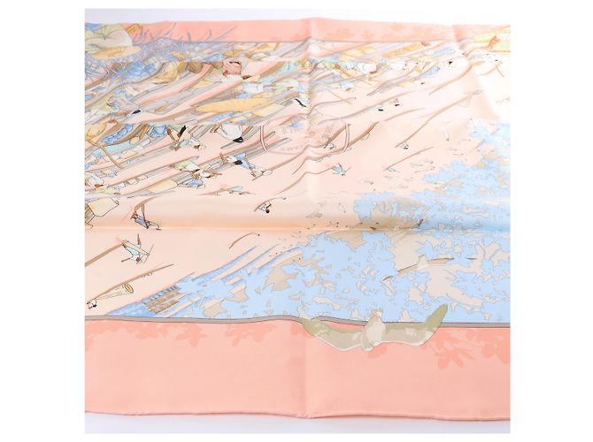 Hermès Carré 90 "MARCHE FLOTTANT DU LAC INLE" Pañuelo de seda en Rosa - vista 7