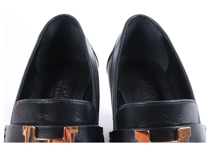 Mocassini Hermès Dauphin 70 in pelle 38 da donna in Black Constance 231041Z Nero - vista 10