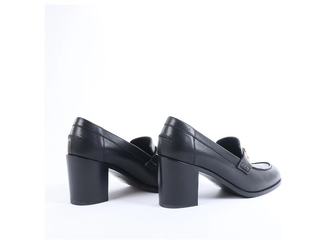 Mocassini Hermès Dauphin 70 in pelle 38 da donna in Black Constance 231041Z Nero - vista 7
