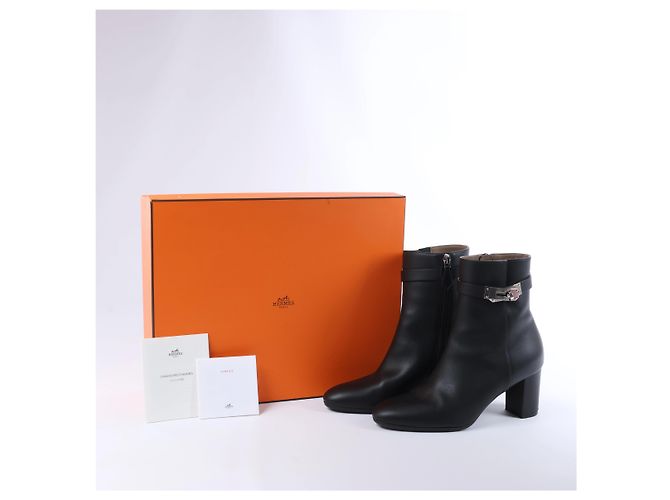 Kelly Hermès Saint Germain Lederstiefel 37.5 Schwarz - Ansicht 14
