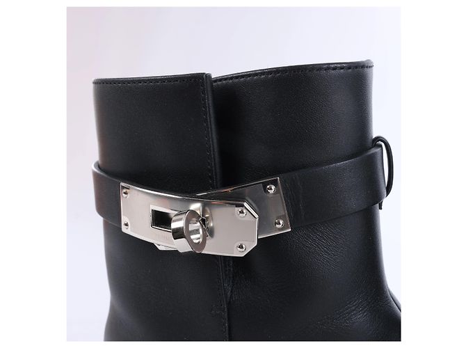 Kelly Hermès Saint Germain Lederstiefel 37.5 Schwarz - Ansicht 8