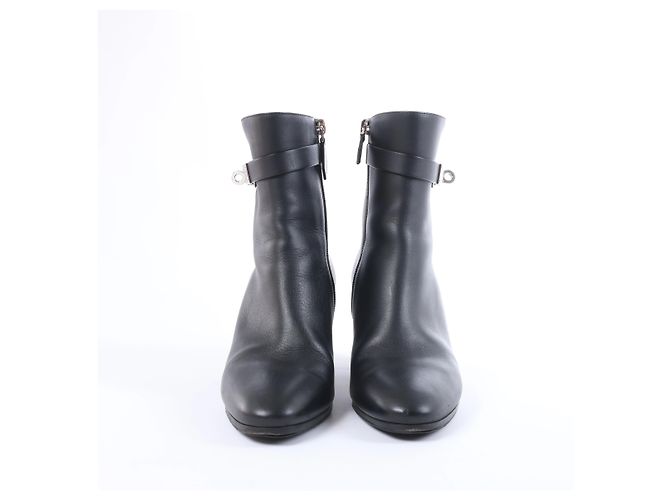 Kelly Hermès Saint Germain Leder- Stiefeletten in Schwarz, Größe 36 - Ansicht 2