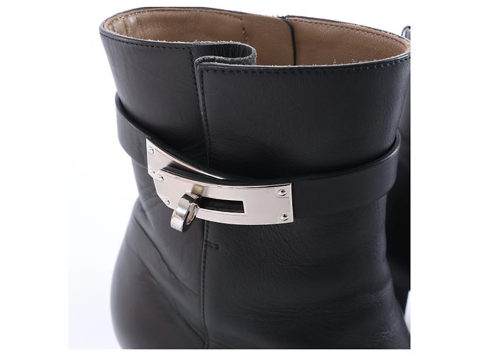 Kelly Hermès Saint Germain Leder- Stiefeletten in Schwarz, Größe 36 - Ansicht 5