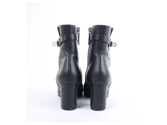 Kelly Hermès Saint Germain Leder- Stiefeletten in Schwarz, Größe 36 - Ansicht 7