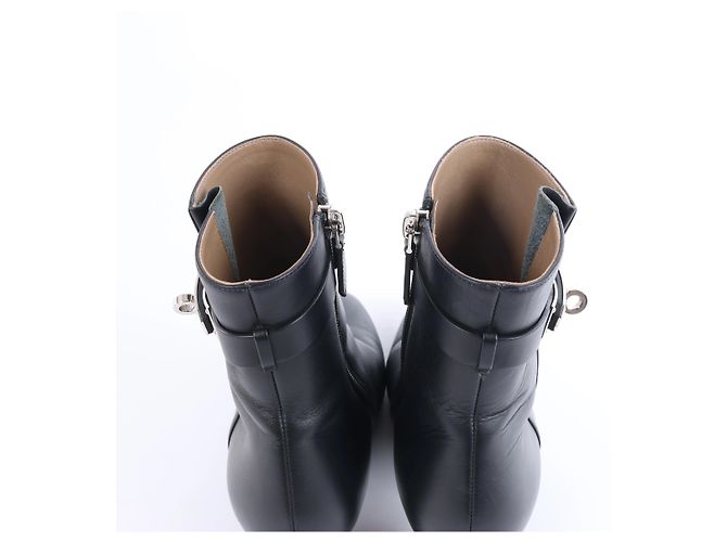 Kelly Hermès Saint Germain Leder- Stiefeletten in Schwarz, Größe 36 - Ansicht 8