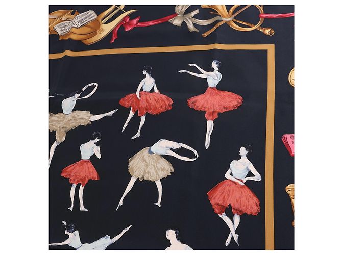 Hermès Carré 90 "La Dance" in seta, Nero - vista 11