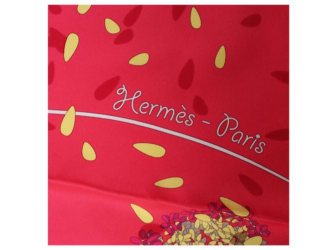 Hermès Carré 90 "OFFRANDES D'UN JOUR" Seidentuch in Rot - Ansicht 10