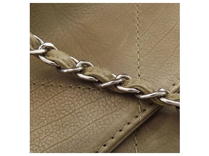 Borsa Tote Chanel in pelle kaki Cachi - vista 13