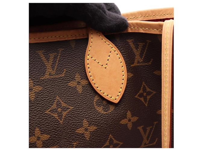 Borsa Tote Louis Vuitton Neverfull MM Monogram Pivoine Marrone Rosa Monogramma - vista 11