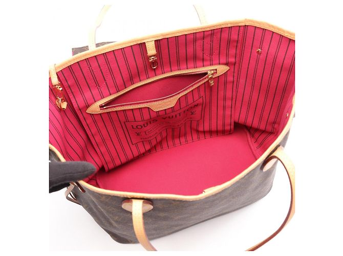 Borsa Tote Louis Vuitton Neverfull MM Monogram Pivoine Marrone Rosa Monogramma - vista 3