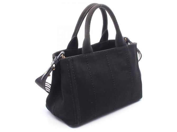 Tote Sac cabas 2 voies Prada CANAPA Noir Blanc - vue 2