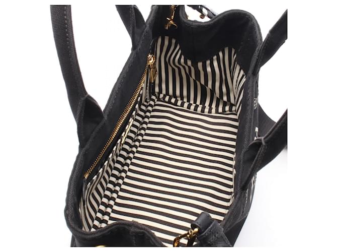 Tote Sac cabas 2 voies Prada CANAPA Noir Blanc - vue 3