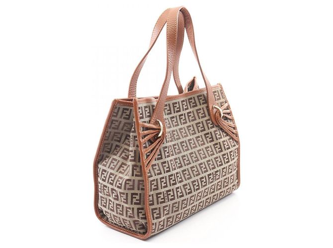 Fendi Zucchino Tote Bag Braun Beige - Ansicht 2