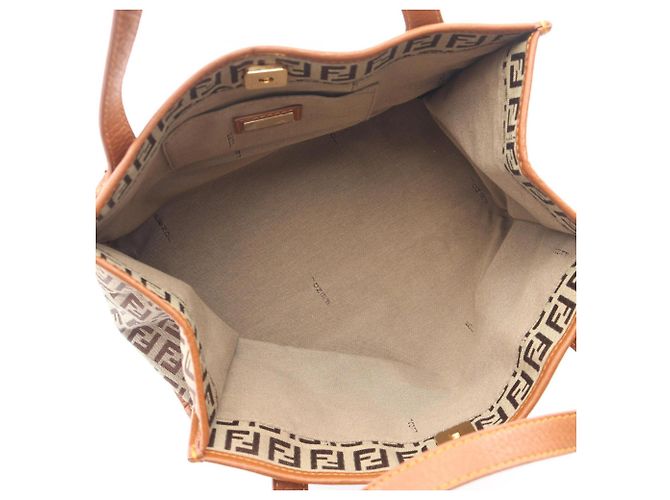 Fendi Zucchino Tote Bag Braun Beige - Ansicht 3
