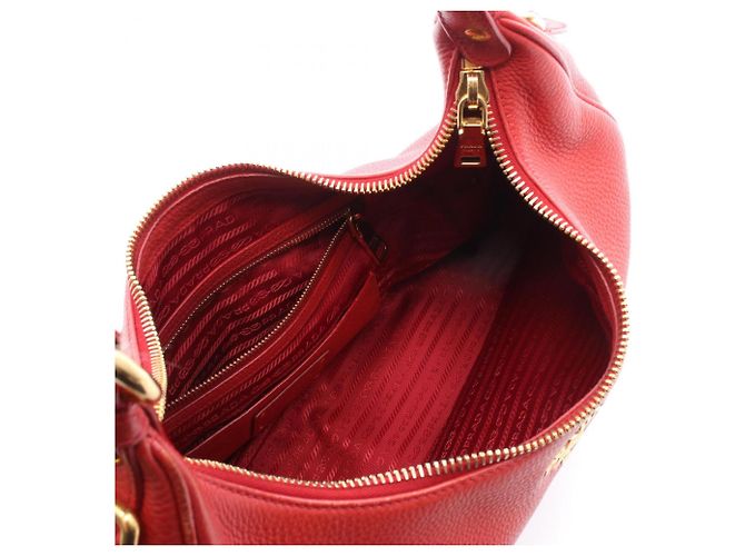 Prada Vitello Daino Schultertasche rot - Ansicht 3