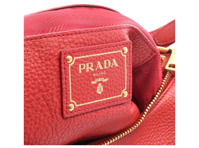 Prada Vitello Daino Schultertasche rot - Ansicht 4