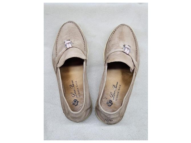 Mocassini Loro Piana Summer Walk in suede beige - vista 12