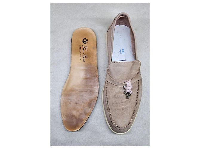 Mocassini Loro Piana Summer Walk in suede beige - vista 13