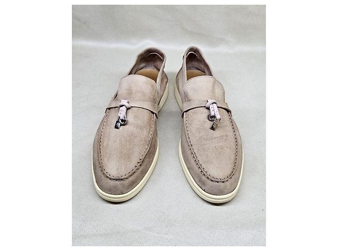 Mocassini Loro Piana Summer Walk in suede beige - vista 3