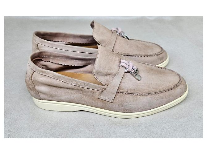 Mocassini Loro Piana Summer Walk in suede beige - vista 5