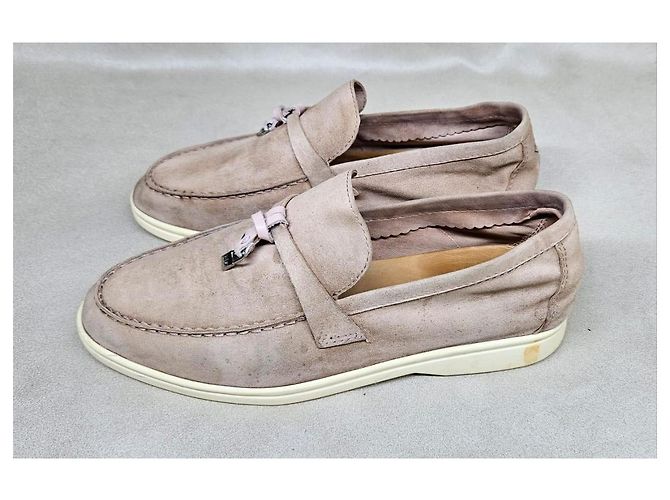 Mocassini Loro Piana Summer Walk in suede beige - vista 6