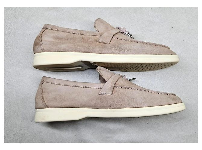 Mocassini Loro Piana Summer Walk in suede beige - vista 8