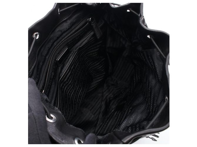 Prada Triangle Logo 2-Way Rucksack/Handtasche Schwarz - Ansicht 3