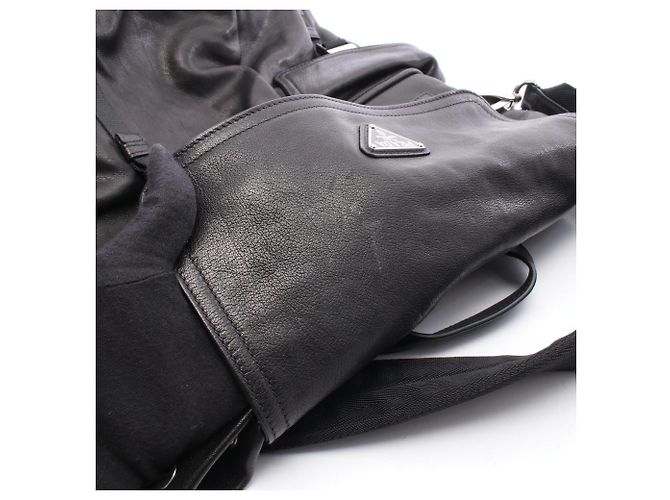 Prada Triangle Logo 2-Way Rucksack/Handtasche Schwarz - Ansicht 6
