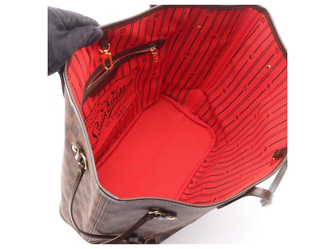 Borsa Tote Louis Vuitton Neverfull MM Damier Ebene Marrone - vista 3