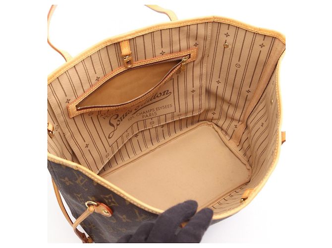 Borsa Tote Louis Vuitton Neverfull MM Marrone - vista 3