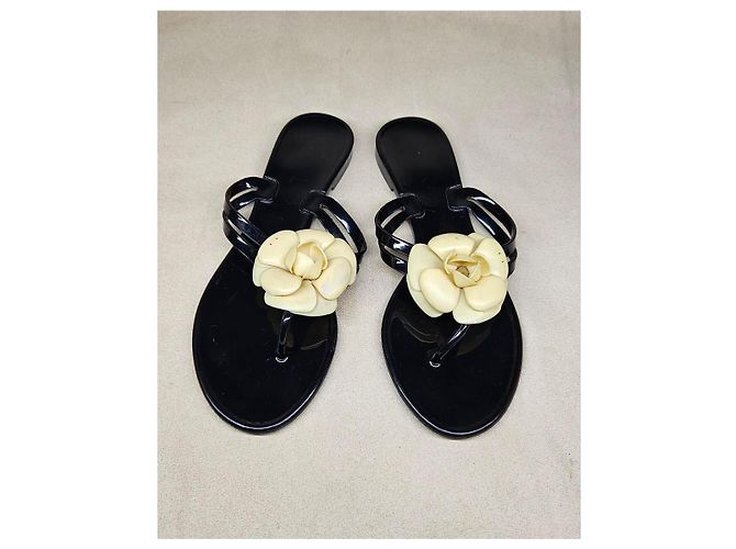 Sandali in gel Chanel Camellia Nero - vista 2