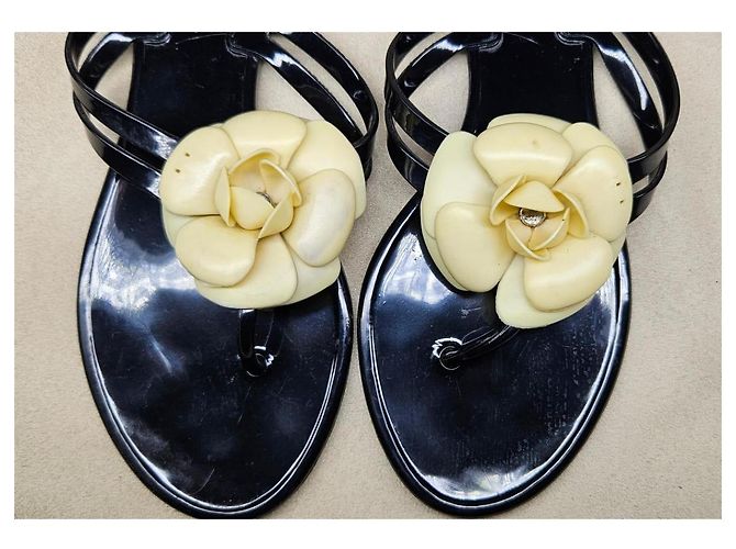 Sandali in gel Chanel Camellia Nero - vista 5