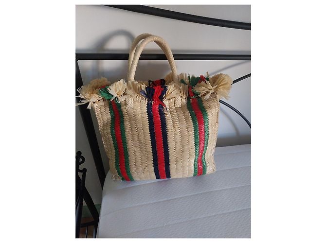 Cesto in paglia Gucci Rosso Verde Blu scuro - vista 10