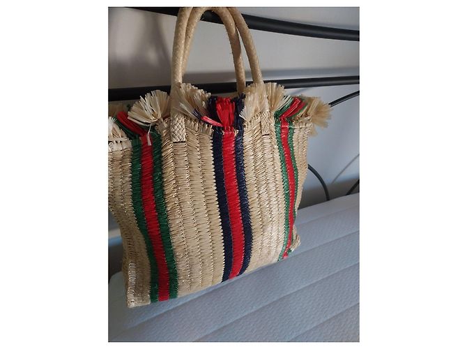 Cesto in paglia Gucci Rosso Verde Blu scuro - vista 2