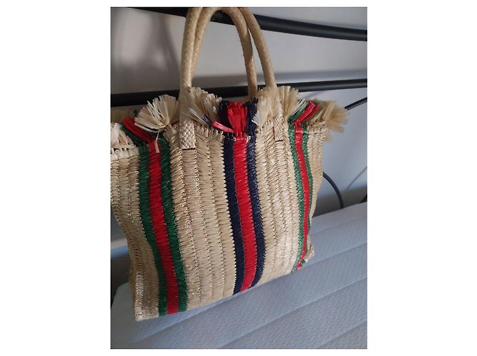 Cesto in paglia Gucci Rosso Verde Blu scuro - vista 4