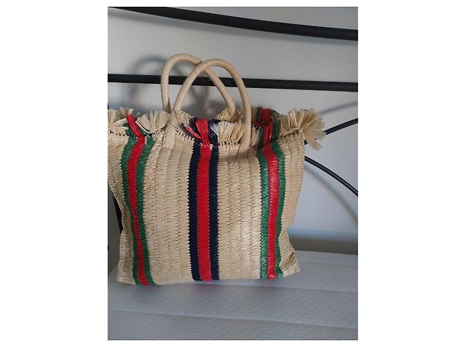 Cesto in paglia Gucci Rosso Verde Blu scuro - vista 5