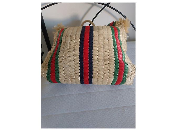 Cesto in paglia Gucci Rosso Verde Blu scuro - vista 8