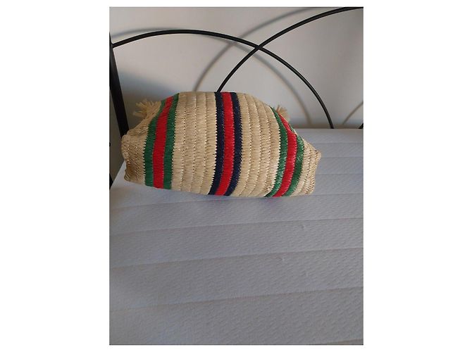 Cesto in paglia Gucci Rosso Verde Blu scuro - vista 9