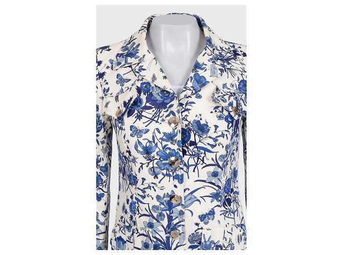 Cappotto in cotone con stampa floreale bianca Gucci Resort 2007 IT 38 usato - vista 4