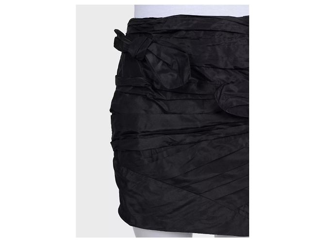 Minigonna Valentino in seta nera con fiocco - Elegante US 6 usata - vista 4
