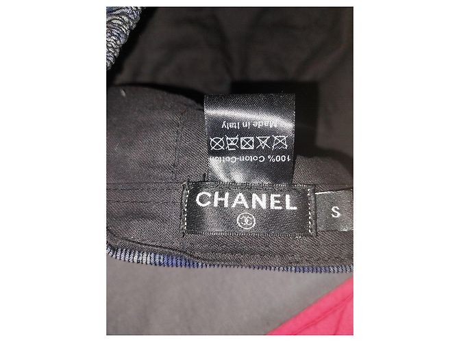 Cappellino Chanel a quadri blu e grigi Grigio - vista 3