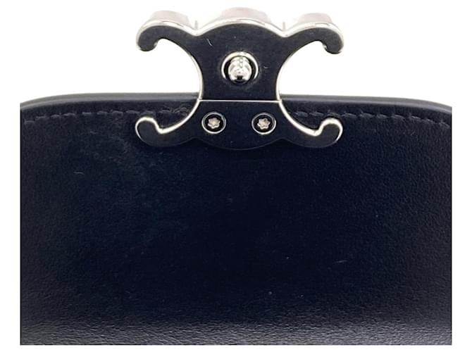 Céline Celine Small Flap Wallet Triomphe Tri-fold Leather Schwarz - vista 11
