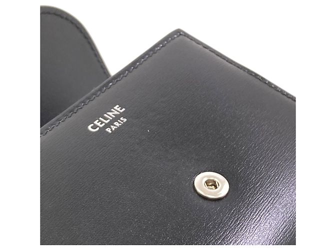 Céline Celine Small Flap Wallet Triomphe Tri-fold Leather Schwarz - vista 12