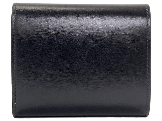 Céline Celine Small Flap Wallet Triomphe Tri-fold Leather Schwarz - vista 2