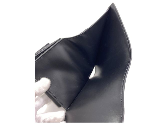 Céline Celine Small Flap Wallet Triomphe Tri-fold Leather Schwarz - vista 5
