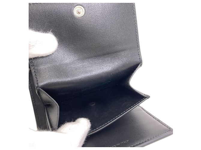 Céline Celine Small Flap Wallet Triomphe Tri-fold Leather Schwarz - vista 6
