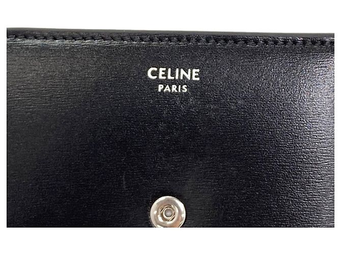 Céline Celine Small Flap Wallet Triomphe Tri-fold Leather Schwarz - vista 7