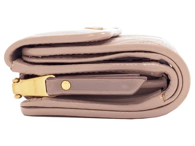 Miu Miu Logo Bi-fold Ledergeldbörse Pink - Ansicht 3